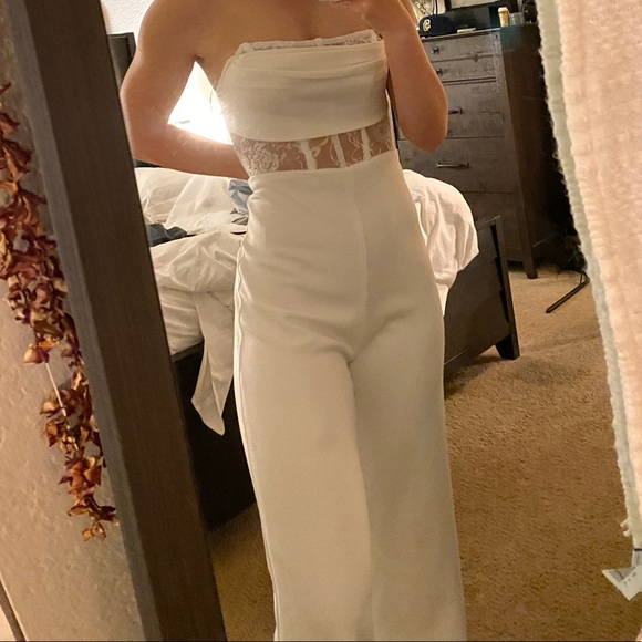 White and lace jumpsuit. Worn once - Picture 2 of 2